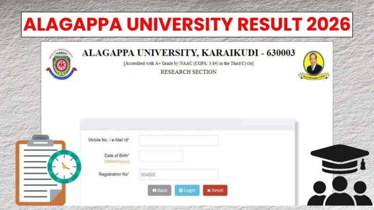 Alagappa University Result 2026 for April Examination: Marksheet Available Soon