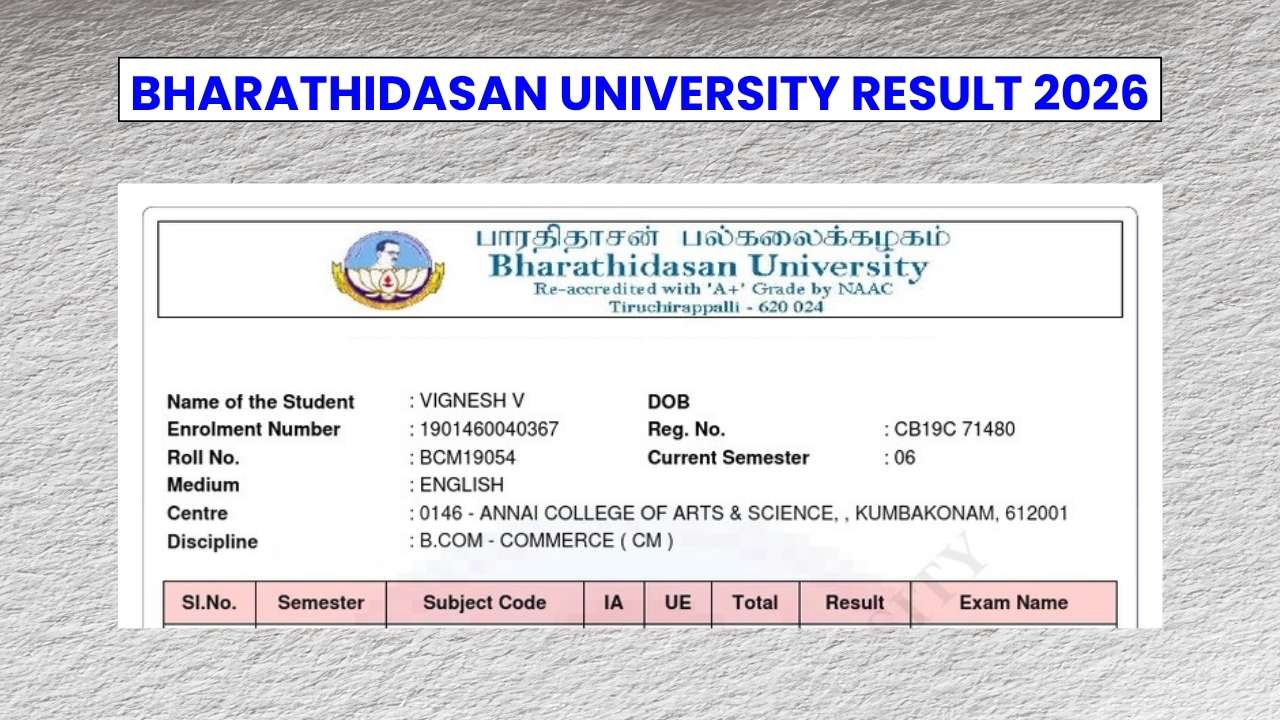 Bharathidasan University Result 2026