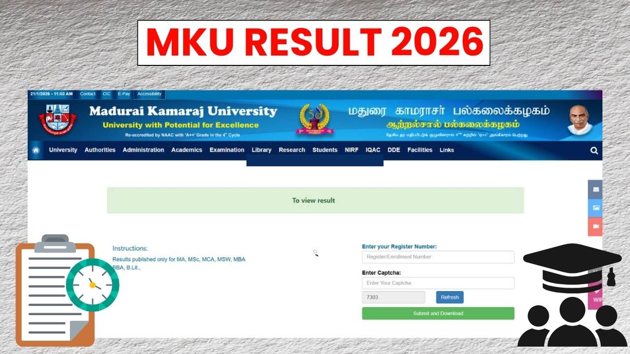 MKU Result 2026 for UG and PG Courses Examination, Marksheet Release Soon 