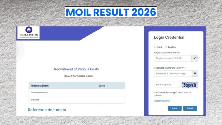 MOIL Result 2026: PDF Merit List and Cut-off Marks Released Soon
