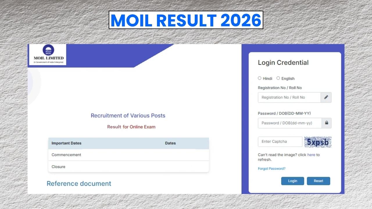 MOIL Result 2026: PDF Merit List and Cut-off Marks Released Soon