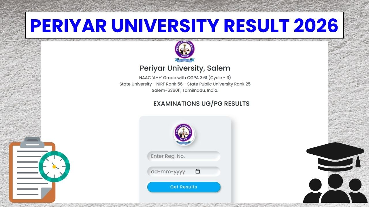 Periyar University Result 2026 for April Examination, Marksheet Release 