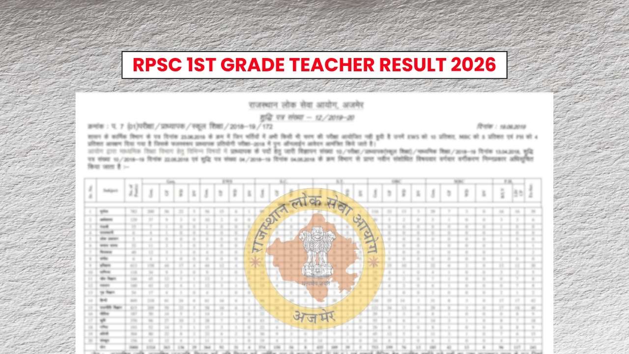 RPSC 1st Grade Teacher Result 2026 Merit List Soon, Expected Cut-off Marks Here 