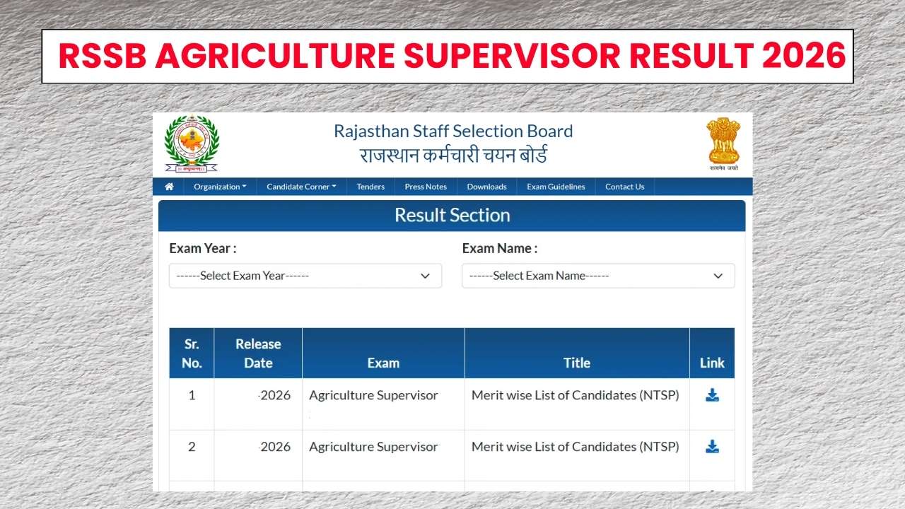 RSSB Agriculture Supervisor Result 2026: Merit List and Cut-off Marks PDF Release Soon 