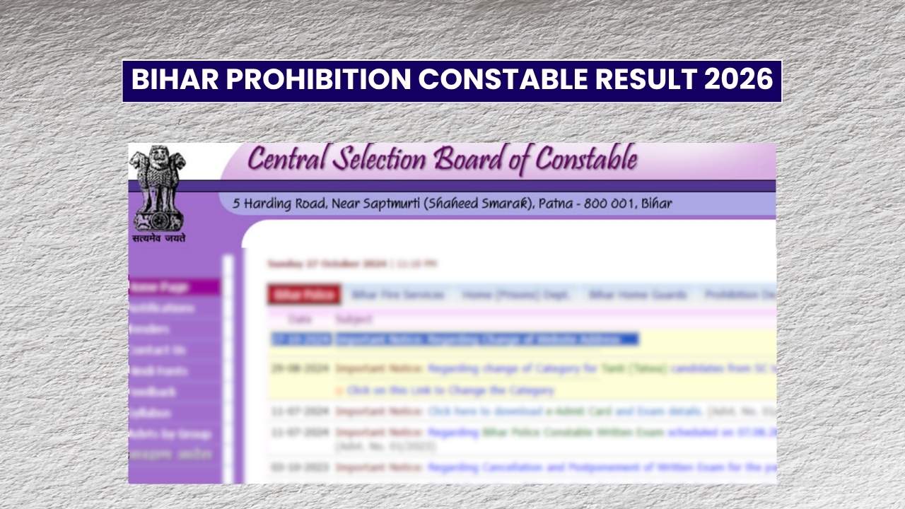 Bihar Prohibition Constable Result 2026 Release Soon, Physical Efficiency Test Details