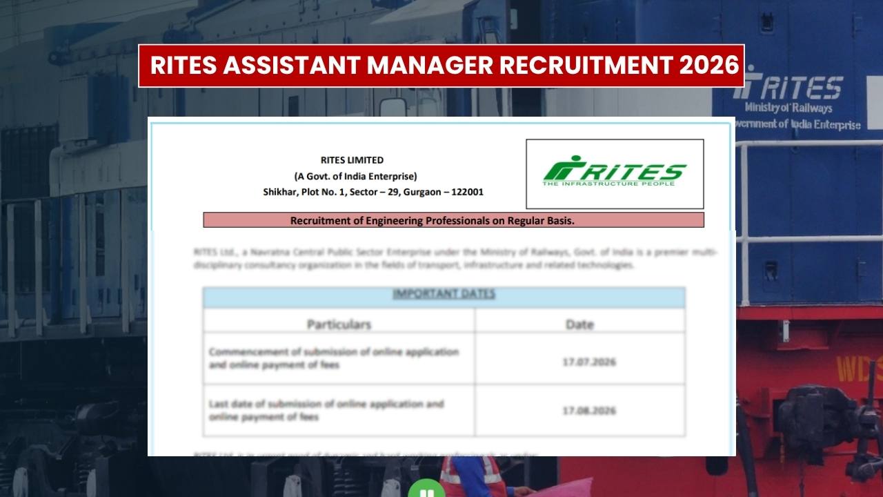 RITES Assistant Manager Recruitment 2026: Apply for 24 Mechanical Posts, Eligibility & Last Date