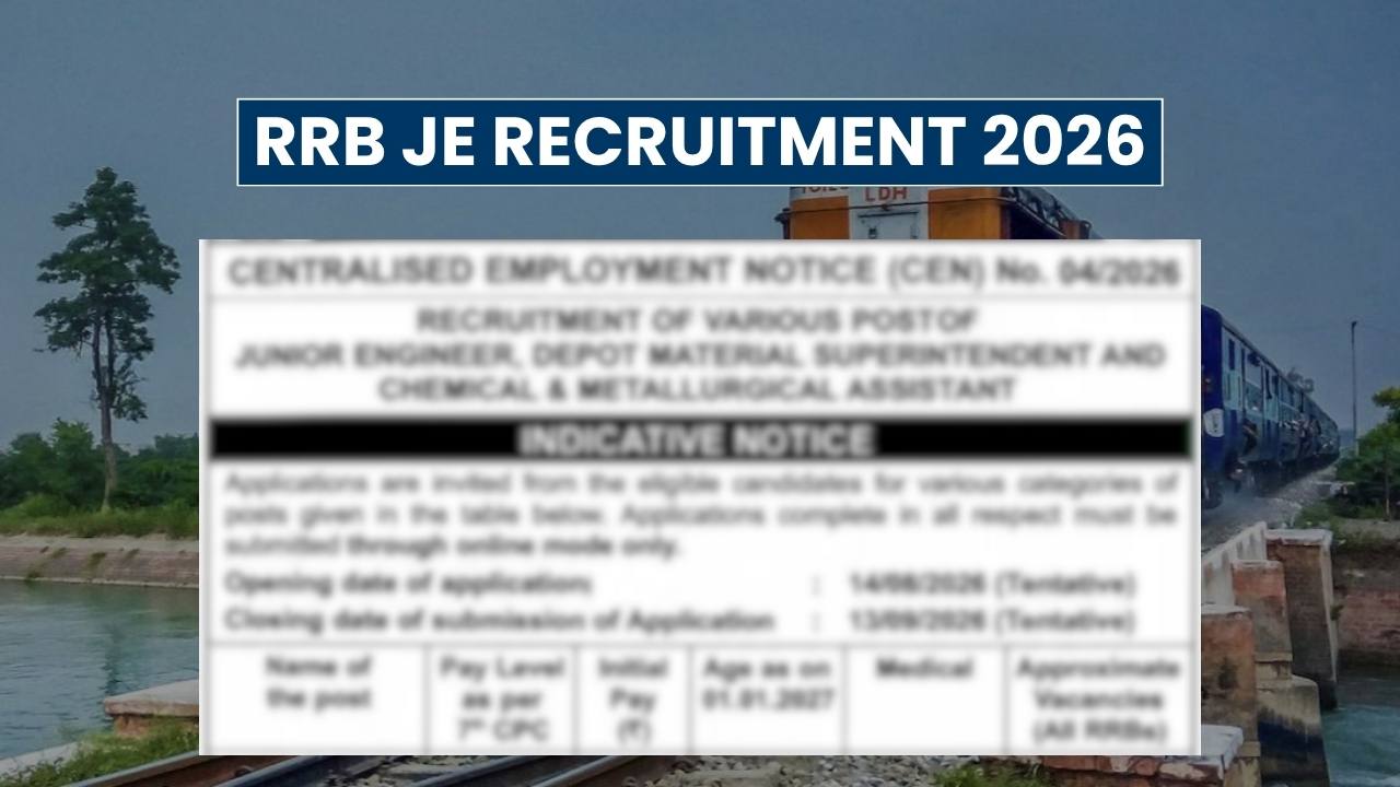 RRB JE Recruitment 2026: 4,098 Vacancies, Eligibility, Age Limit & Apply Dates