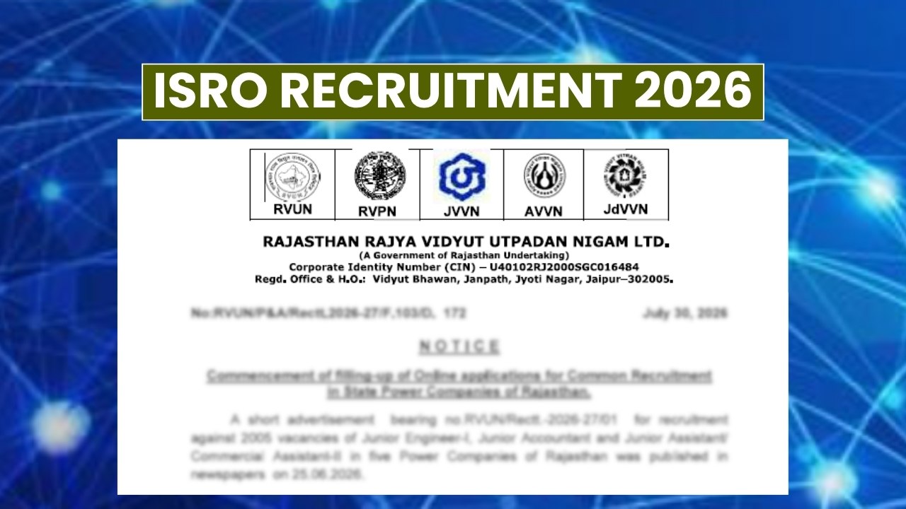 RVUNL Recruitment 2026 Notification Out for 2,005 JE, Junior Accountant & Assistant Posts