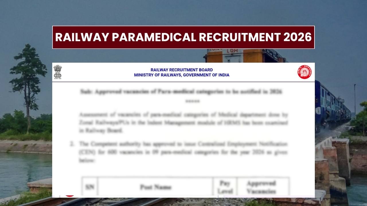 Railway Paramedical Recruitment 2026: 600 Vacancies Announced, Check Post-wise Eligibility