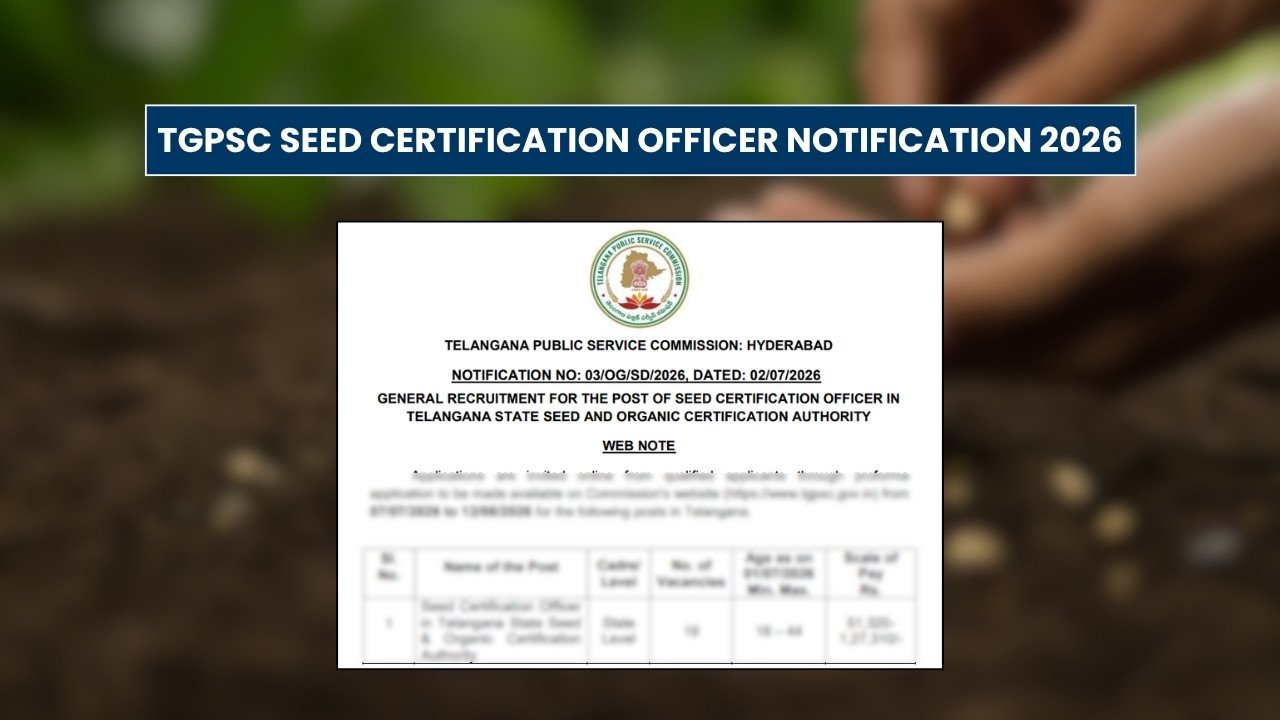 TGPSC Seed Certification Officer Notification 2026: 19 Vacancies, Apply Online, Last Date