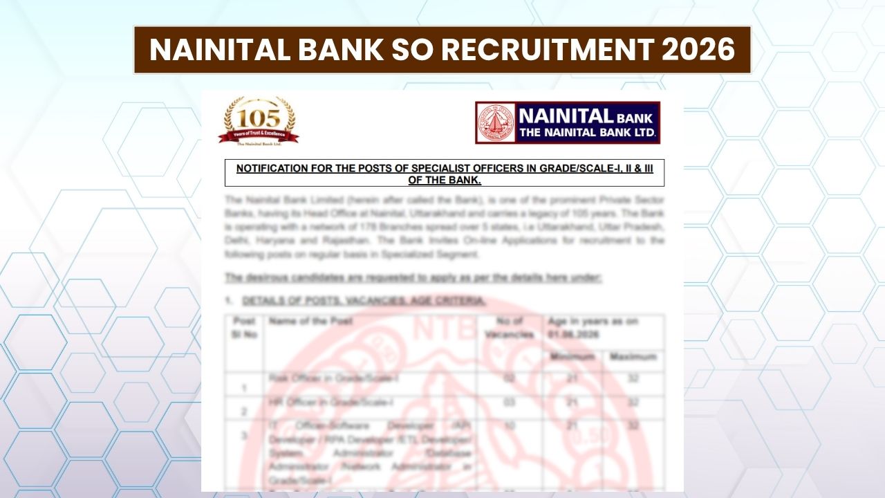 Nainital Bank SO Recruitment 2026: Apply Online for 41 Specialist Officer Vacancies