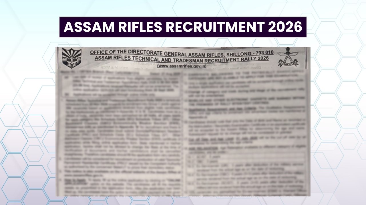 Assam Rifles Recruitment 2026: Apply Online for 354 Technical & Tradesman Posts