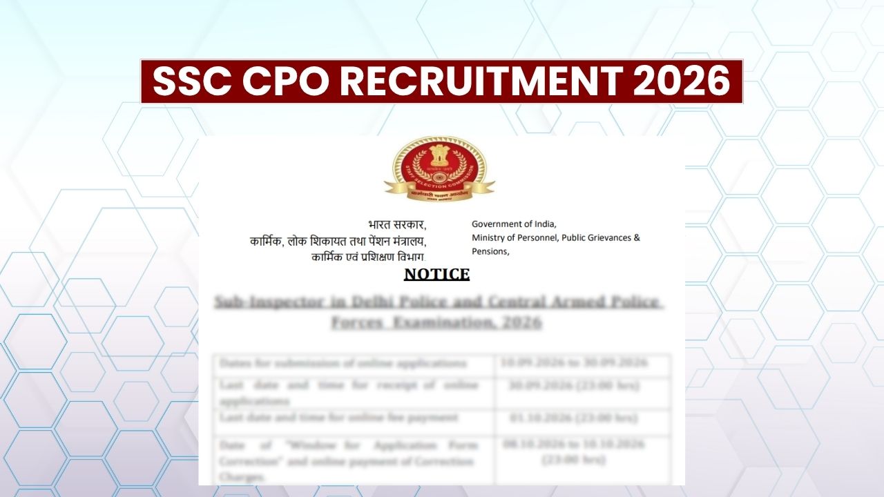 SSC CPO Recruitment 2026: Notification Out for 1,871 SI Posts in Delhi Police & CAPFs